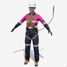3D Worker Mining Safety Female - Bella - Harness model